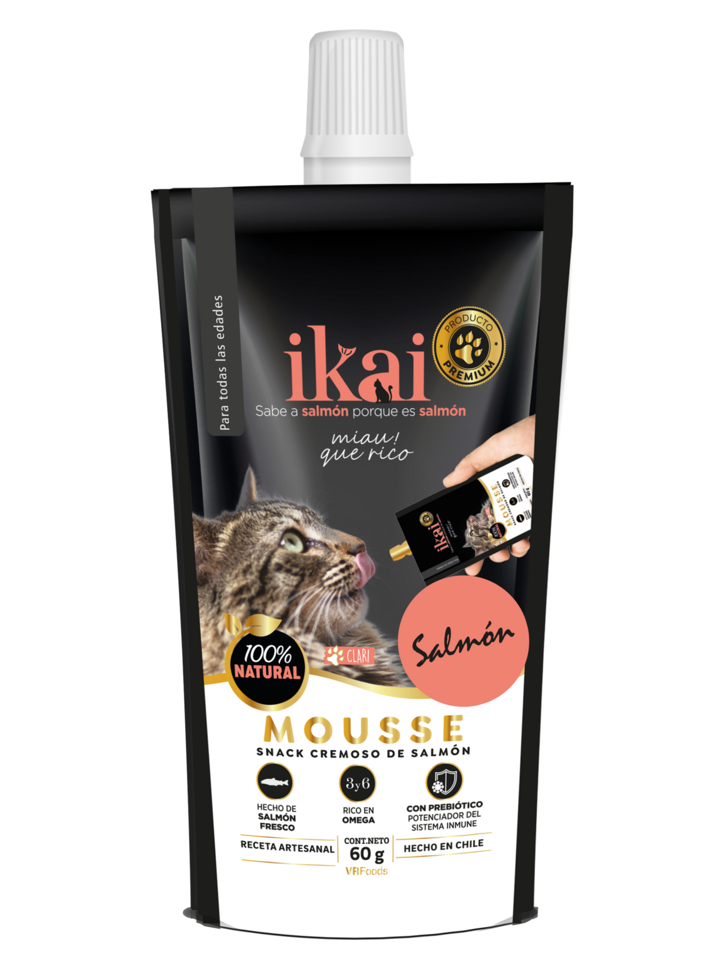 PACK GATO: 1 SNACK + 1 FLAKE + 1 MOUSSE + 1 ACEITE (60 ml)