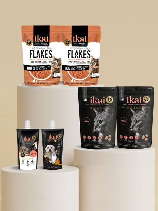 PACK GATO: 2 SNACK + 2 FLAKE + 1 MOUSSE + 1 ACEITE (60 ml)