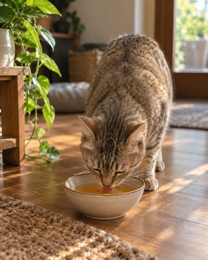 Caldo de salmón para gatos