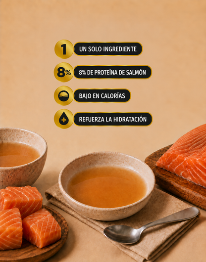 Caldo de salmón para gatos