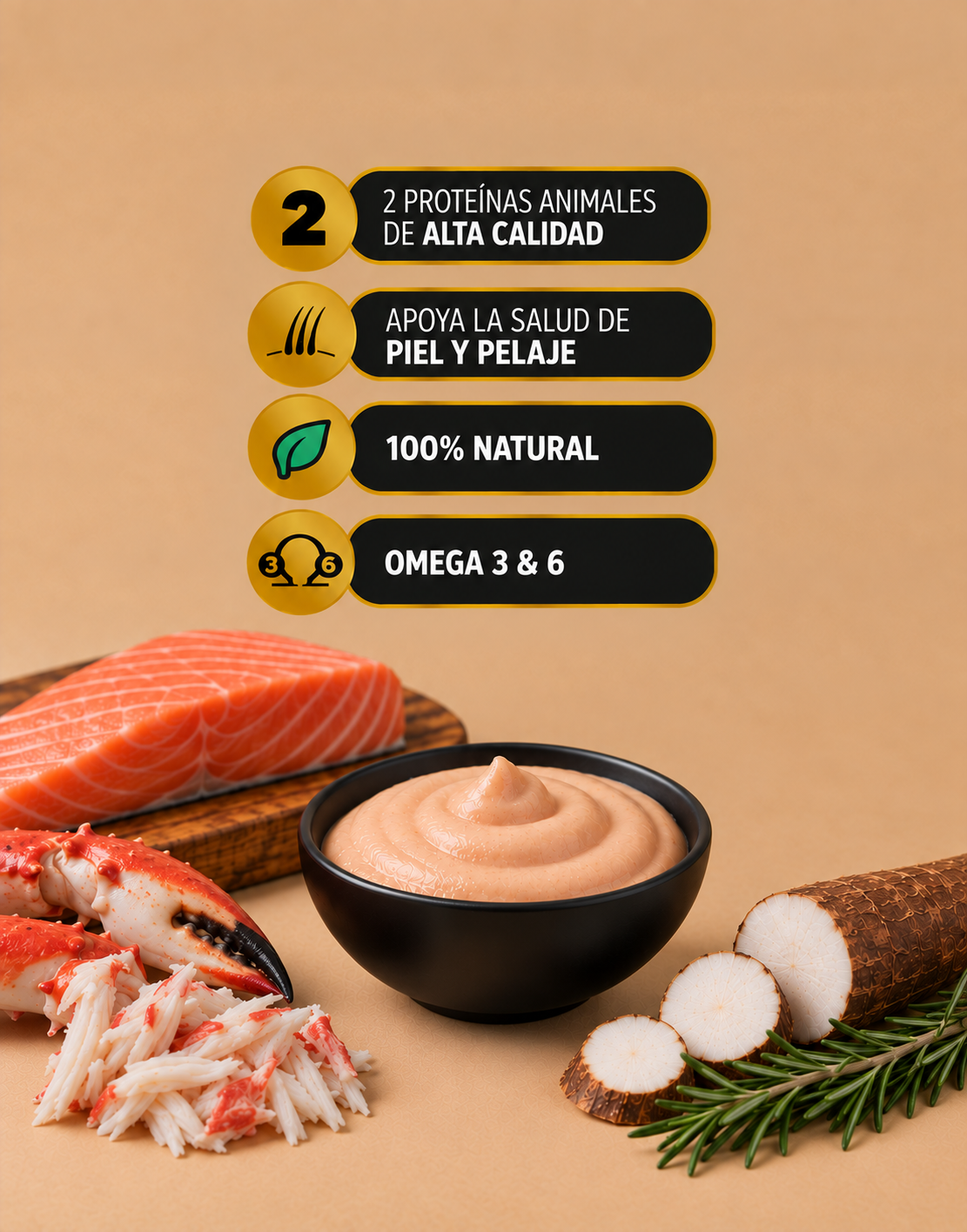 Mousse salmón y cangrejo para gatos